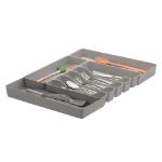 Picture of HEXA® 6-Divider Expandable Silverware Tray — Stone Gray