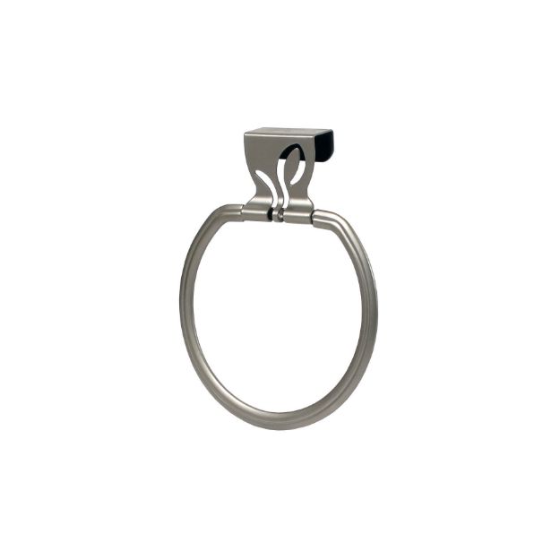 Picture of Leaf Over the Cabinet Towel Ring - Satin Nickel
