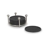Picture of Pantry Works 6 Black Coasters with Holder - Satin Nickel