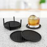 Picture of Finley 6-Piece Coaster Set with Holder - Black