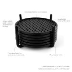 Picture of Finley 6-Piece Coaster Set with Holder - Black