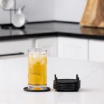 Picture of Finley 6-Piece Coaster Set with Holder - Black