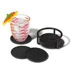 Picture of Euro 6-Piece Coasters with Holder - Black 