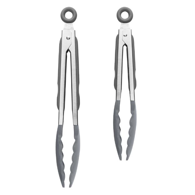 Picture of 9" & 12" Stainless Steel Silicone Grip Tongs - Set of 2 