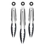 Picture of 9", 9" & 12" Stainless Steel Silicone Tongs - Set of 3