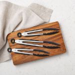 Picture of 9", 9" & 12" Stainless Steel Silicone Tongs - Set of 3