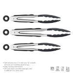 Picture of 9", 9" & 12" Stainless Steel Silicone Tongs - Set of 3