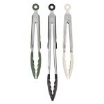Picture of Elements Tongs S/3 9" 9" 12" Silicone Oatmeal/Thyme/Black