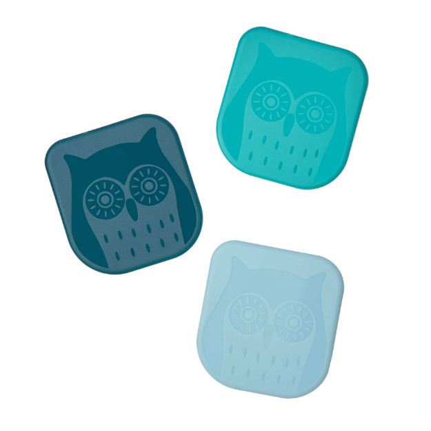 Picture of Owl Pan Scrapers - Set of 3 Assorted Teals